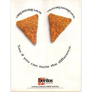 1996 Reduced Fat Doritos Tortilla Chips Vintage Print Ad Frito Lay Smile Art